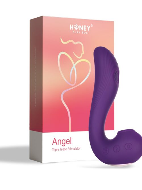 Angel - Vibromasseur 3 en 1 point G et léchage du clitoris - Violet
